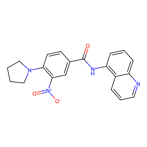 3-nitro-4-(pyrrolidin-1-yl)-N-(quinolin-5-yl)benzamide structure