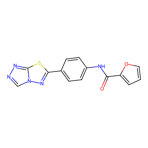N-[4-([1,2,4]triazolo[3,4-b][1,3,4]thiadiazol-6-yl)phenyl]furan-2-carboxamide structure