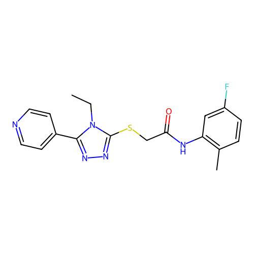 2-[(4-ethyl-5-pyridin-4-yl-1,2,4-triazol-3-yl)sulfanyl]-N-(5-fluoro-2-methylphenyl)acetamide structure