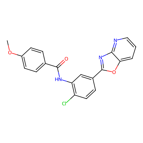 N-[2-chloro-5-([1,3]oxazolo[4,5-b]pyridin-2-yl)phenyl]-4-methoxybenzamide structure