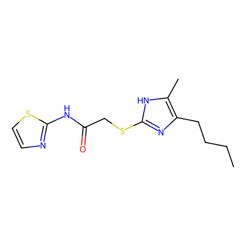 2-[(4-butyl-5-methyl-1H-imidazol-2-yl)sulfanyl]-N-(1,3-thiazol-2-yl)acetamide structure