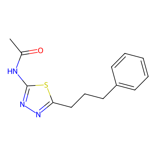 N-[5-(3-phenylpropyl)-1,3,4-thiadiazol-2-yl]acetamide structure