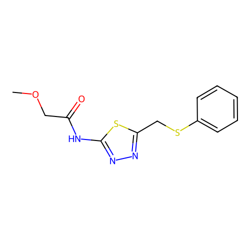 2-methoxy-N-[5-(phenylsulfanylmethyl)-1,3,4-thiadiazol-2-yl]acetamide structure