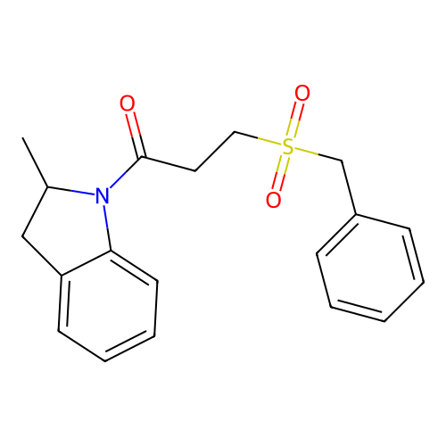 3-Benzylsulfonyl-1-(2-methyl-2,3-dihydroindol-1-yl)propan-1-one structure