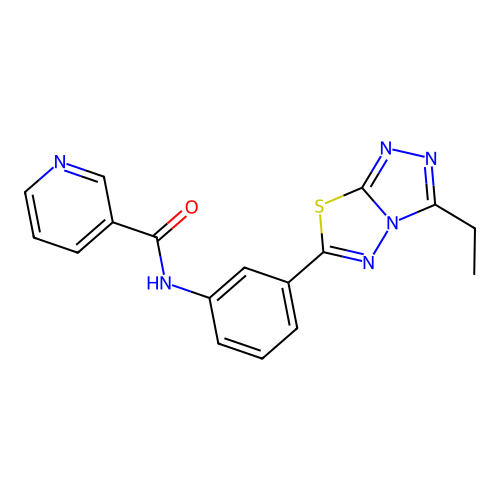 N-[3-(3-ethyl[1,2,4]triazolo[3,4-b][1,3,4]thiadiazol-6-yl)phenyl]nicotinamide structure