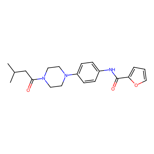 N-[4-[4-(3-methylbutanoyl)piperazin-1-yl]phenyl]furan-2-carboxamide structure