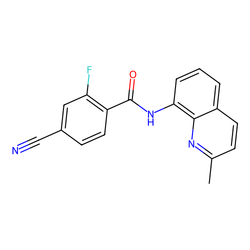 4-cyano-2-fluoro-N-(2-methylquinolin-8-yl)benzamide structure