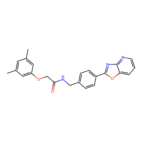 2-(3,5-dimethylphenoxy)-N-(4-[1,3]oxazolo[4,5-b]pyridin-2-ylbenzyl)acetamide structure