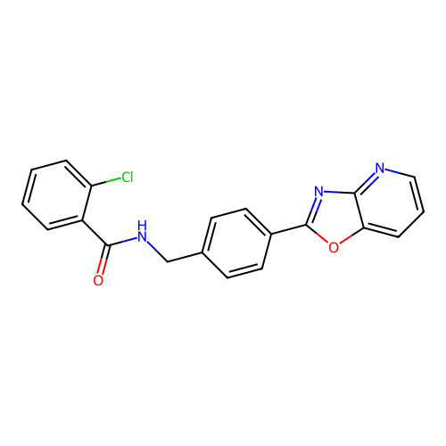 2-chloro-N-(4-[1,3]oxazolo[4,5-b]pyridin-2-ylbenzyl)benzamide structure