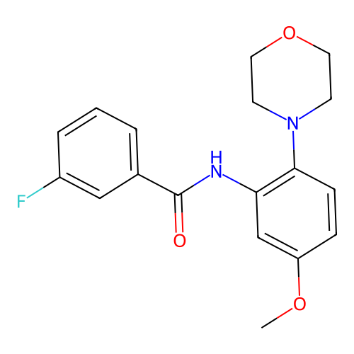 3-fluoro-N-(5-methoxy-2-morpholin-4-ylphenyl)benzamide structure