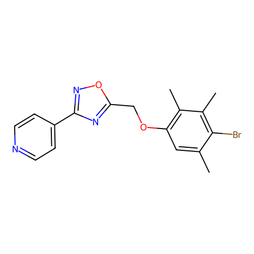5-[(4-Bromo-2,3,5-trimethylphenoxy)methyl]-3-pyridin-4-yl-1,2,4-oxadiazole structure