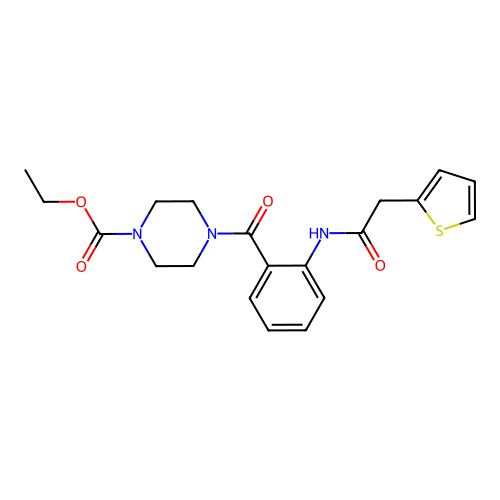 Ethyl 4-{[2-(2-(2-thienyl)acetylamino)phenyl]carbonyl}piperazinecarboxylate structure