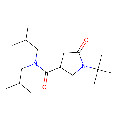 1-tert-butyl-N,N-bis(2-methylpropyl)-5-oxopyrrolidine-3-carboxamide structure
