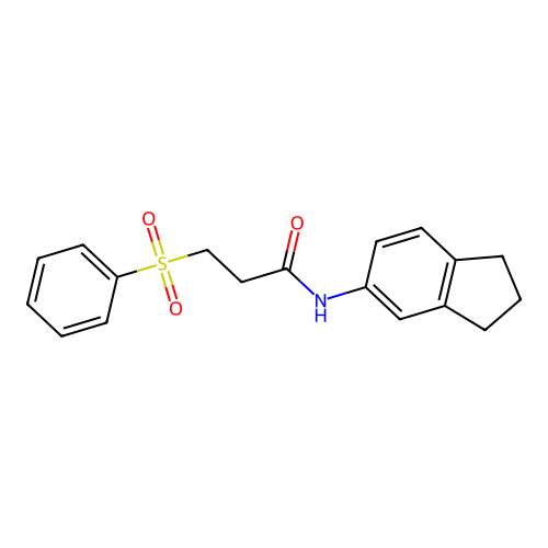 3-(benzenesulfonyl)-N-(2,3-dihydro-1H-inden-5-yl)propanamide structure