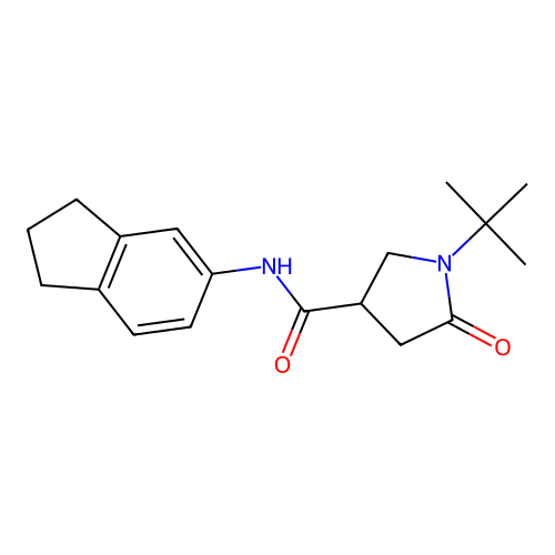 1-tert-butyl-N-(2,3-dihydro-1H-inden-5-yl)-5-oxopyrrolidine-3-carboxamide structure