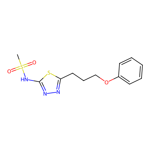 N-[5-(3-phenoxypropyl)-1,3,4-thiadiazol-2-yl]methanesulfonamide structure