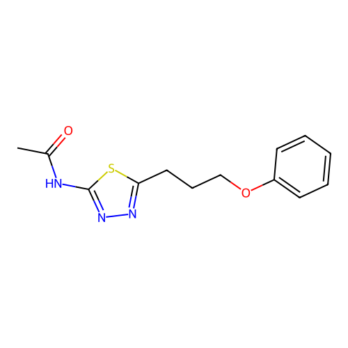 N-[5-(3-phenoxypropyl)-1,3,4-thiadiazol-2-yl]acetamide structure