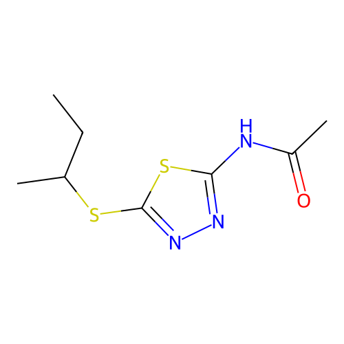 N-(5-butan-2-ylsulfanyl-1,3,4-thiadiazol-2-yl)acetamide structure