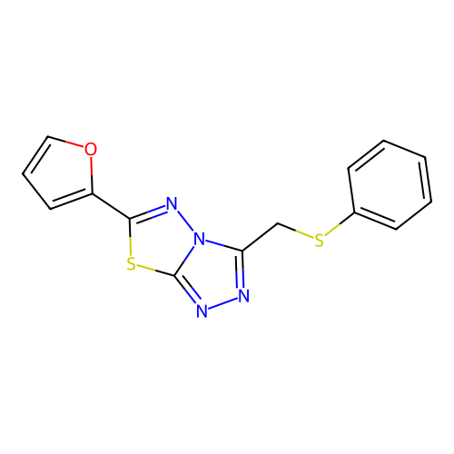 6-(Furan-2-yl)-3-(phenylsulfanylmethyl)-[1,2,4]triazolo[3,4-b][1,3,4]thiadiazole structure