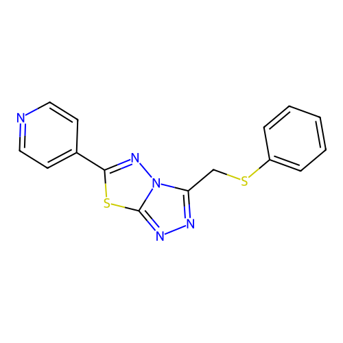 3-(Phenylsulfanylmethyl)-6-pyridin-4-yl-[1,2,4]triazolo[3,4-b][1,3,4]thiadiazole structure