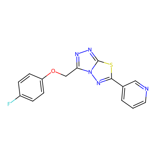 3-[(4-fluorophenoxy)methyl]-6-pyridin-3-yl-[1,2,4]triazolo[3,4-b][1,3,4]thiadiazole structure