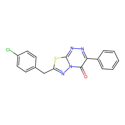 7-(4-chlorobenzyl)-3-phenyl-4H-[1,3,4]thiadiazolo[2,3-c][1,2,4]triazin-4-one structure