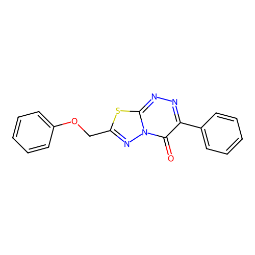 7-(phenoxymethyl)-3-phenyl-4H-[1,3,4]thiadiazolo[2,3-c][1,2,4]triazin-4-one structure