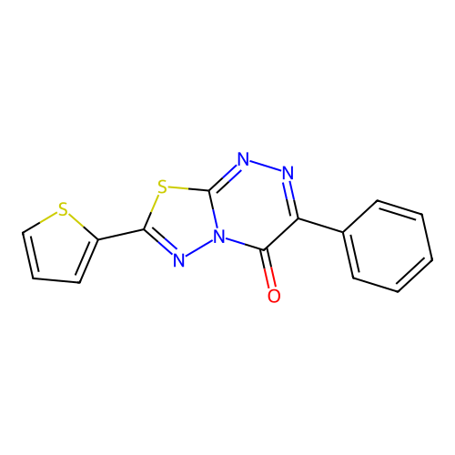 3-Phenyl-7-thiophen-2-yl-[1,3,4]thiadiazolo[2,3-c][1,2,4]triazin-4-one structure