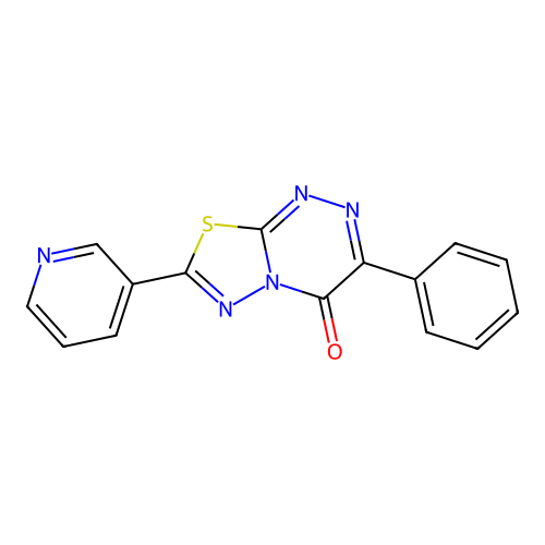 3-Phenyl-7-pyridin-3-yl-[1,3,4]thiadiazolo[2,3-c][1,2,4]triazin-4-one structure