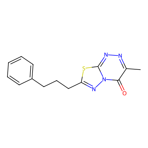 3-methyl-7-(3-phenylpropyl)-4H-[1,3,4]thiadiazolo[2,3-c][1,2,4]triazin-4-one structure