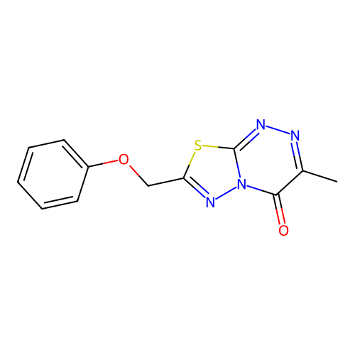 3-methyl-7-(phenoxymethyl)-4H-[1,3,4]thiadiazolo[2,3-c][1,2,4]triazin-4-one structure