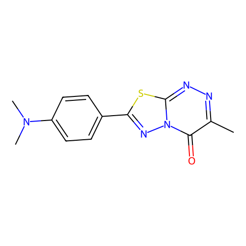 7-[4-(dimethylamino)phenyl]-3-methyl-4H-[1,3,4]thiadiazolo[2,3-c][1,2,4]triazin-4-one structure