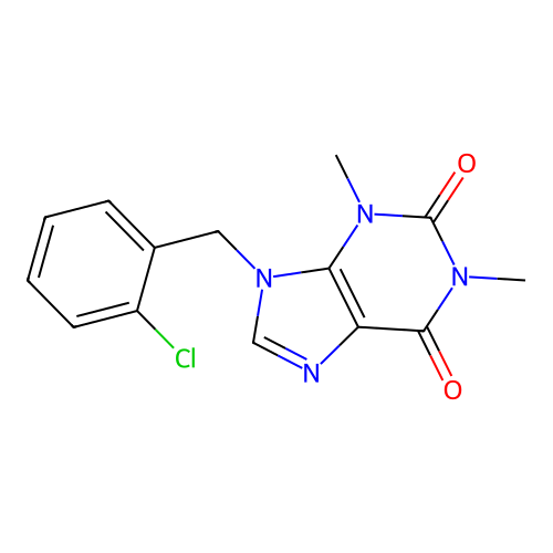 9-[(2-Chlorophenyl)methyl]-1,3-dimethylpurine-2,6-dione structure