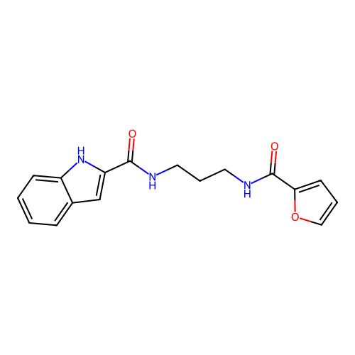 N-(3-(furan-2-carboxamido)propyl)-1H-indole-2-carboxamide structure