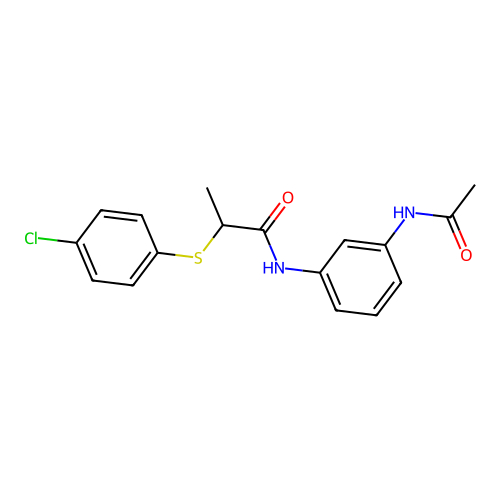 N-(3-acetamidophenyl)-2-(4-chlorophenyl)sulfanylpropanamide structure