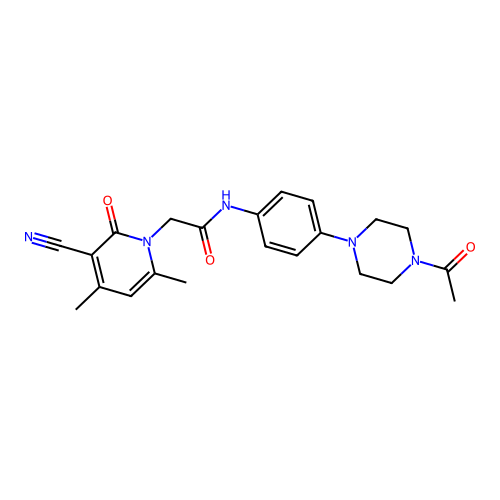 N-[4-(4-acetylpiperazin-1-yl)phenyl]-2-(3-cyano-4,6-dimethyl-2-oxopyridin-1-yl)acetamide structure