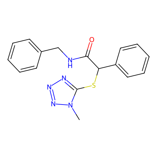 N-benzyl-2-(1-methyltetrazol-5-yl)sulfanyl-2-phenylacetamide structure