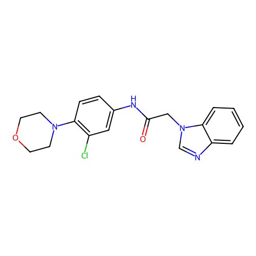 2-(benzimidazol-1-yl)-N-(3-chloro-4-morpholin-4-ylphenyl)acetamide structure
