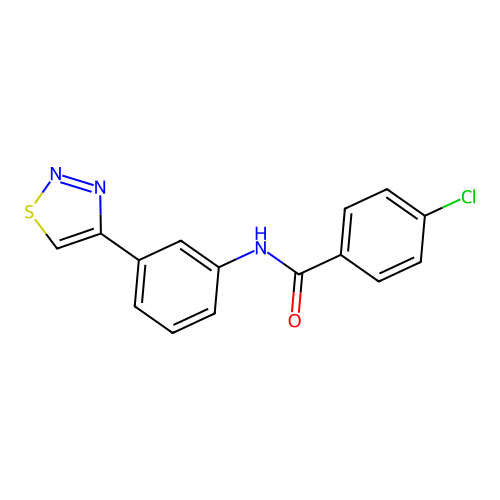 4-chloro-N-[3-(thiadiazol-4-yl)phenyl]benzamide structure