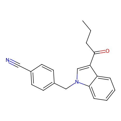 4-[(3-butanoyl-1H-indol-1-yl)methyl]benzonitrile structure