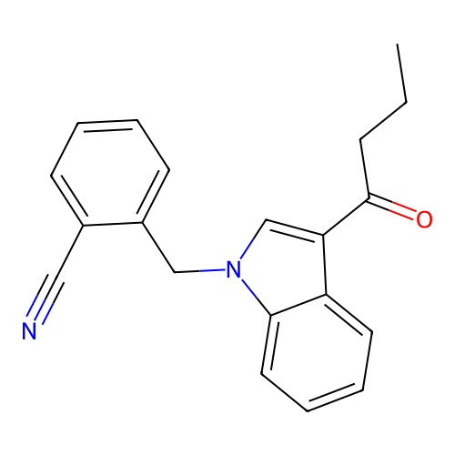 2-[(3-butanoyl-1H-indol-1-yl)methyl]benzonitrile structure