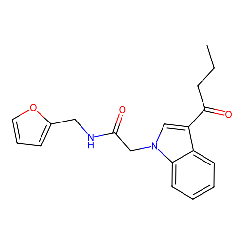 2-(3-butanoyl-1H-indol-1-yl)-N-(furan-2-ylmethyl)acetamide structure