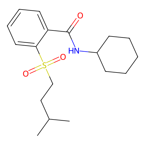 N-cyclohexyl-2-(3-methylbutylsulfonyl)benzamide structure