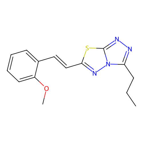 6-[(E)-2-(2-methoxyphenyl)ethenyl]-3-propyl[1,2,4]triazolo[3,4-b][1,3,4]thiadiazole structure