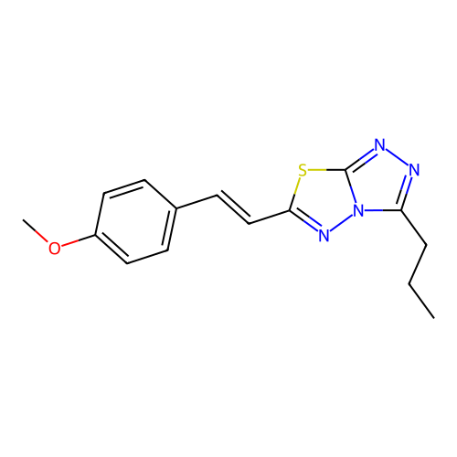 6-[(E)-2-(4-methoxyphenyl)ethenyl]-3-propyl[1,2,4]triazolo[3,4-b][1,3,4]thiadiazole structure