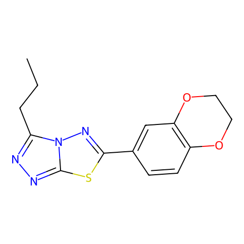6-(2,3-dihydro-1,4-benzodioxin-6-yl)-3-propyl[1,2,4]triazolo[3,4-b][1,3,4]thiadiazole structure