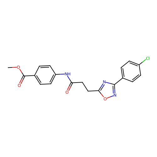 Methyl 4-({3-[3-(4-chlorophenyl)-1,2,4-oxadiazol-5-yl]propanoyl}amino)benzoate structure