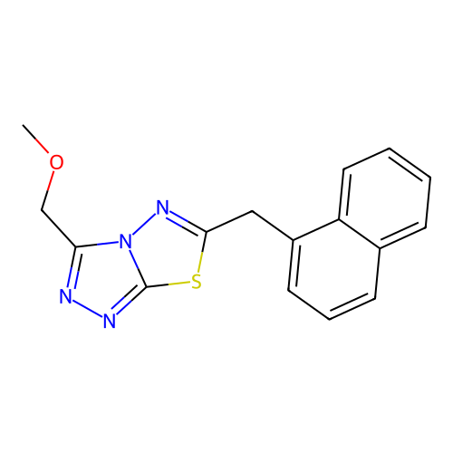 3-(methoxymethyl)-6-(naphthalen-1-ylmethyl)-[1,2,4]triazolo[3,4-b][1,3,4]thiadiazole structure