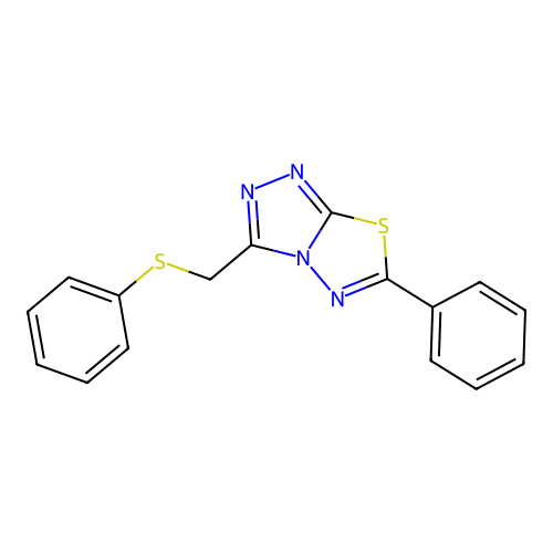 6-Phenyl-3-(phenylsulfanylmethyl)-[1,2,4]triazolo[3,4-b][1,3,4]thiadiazole structure
