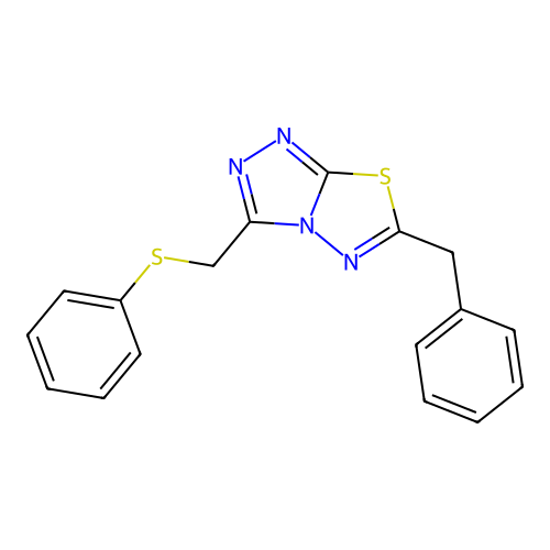 6-Benzyl-3-[(phenylthio)methyl][1,2,4]triazolo[3,4-b][1,3,4]thiadiazole structure